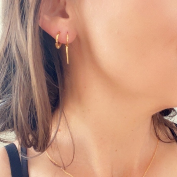 14k Gold Huggie Half Hoops - Picture 3 of 8